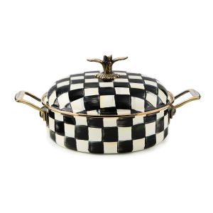 image shows MacKenzie-Childs Courtly Check 5 Qt. Casserole against a blank, white background