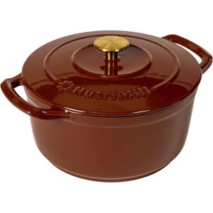 image shows NutriMill Enameled Cast Iron 6 Qt. Dutch Oven against a blank, white background