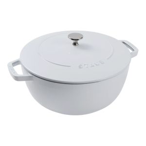  image shows Staub Cast Iron 5.25 Qt. Essential French Oven | White against a blank, white background