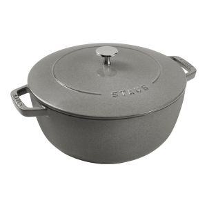  image shows Staub Cast Iron 5.25 Qt. Essential French Oven | Graphite Grey against a blank, white background