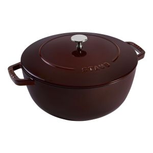 image shows Staub Cast Iron 5.25 Qt. Essential French Oven | Grenadine against a blank, white background