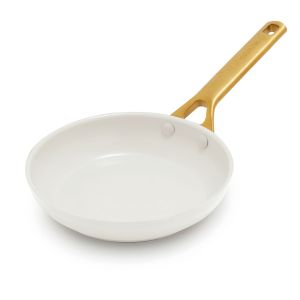 image shows GreenPan Reserve Pro 8" Open Fry Pan | Cream against a blank, white background