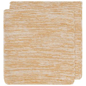  image shows Danica Heirloom 8" x 8" Knit Dish Cloths (Set of 2) | Ochre against a blank, white background
