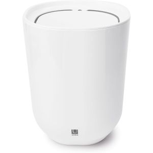 image shows Umbra Step Trash Can with Lid against a blank, white background