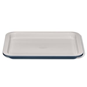 image shows OXO Good Grips Non-Stick Pro Ceramic Coated Metal Bakeware Quarter Sheet Pan | Storm Blue against a blank, white background