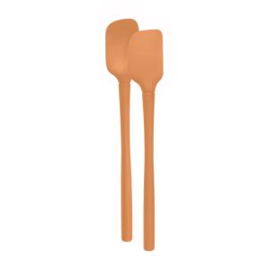  image shows Tovolo Flex-Core® All Silicone Mini Spatula & Spoonula (Set of 2) | Apricot against a blank, white background