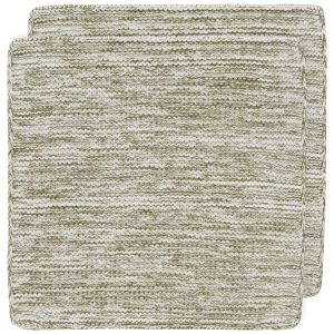 image shows Danica Heirloom 8" x 8" Knit Dish Cloths (Set of 2) | Olive Branch against a blank, white background