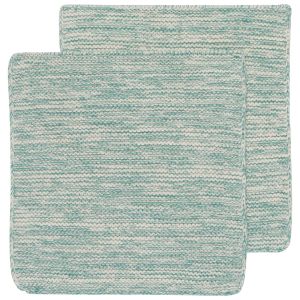  image shows Danica Heirloom 8" x 8" Knit Dish Cloths (Set of 2) | Lagoon against a blank, white background