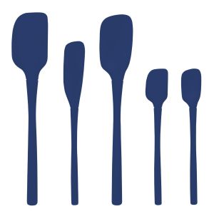 image shows Tovolo Flex-Core® All Silicone Spatulas (Set of 5) | Deep Indigo against a blank, white background