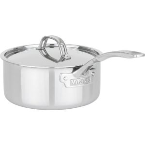 image shows Viking PureGlide™ Pro 3-Ply Titanium Nonstick 3 Qt. Sauce Pan with Lid against a blank, white background