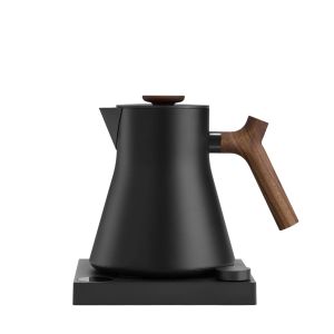 image shows Fellow Corvo EKG Pro Electric Kettle | Matte Black with Walnut Handle against a blank, white background