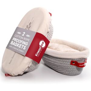 image shows KneadAce Oval Cotton Rope Proofing Baskets Set  against a blank, white background