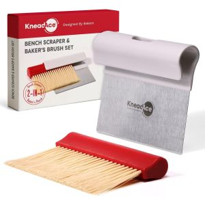  image shows KneadAce Bench Scraper and Baker's Brush against a blank, white background