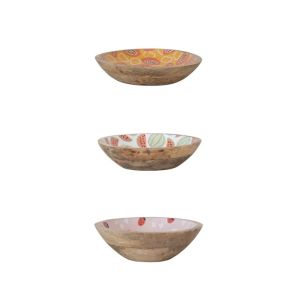 Hazel Mazel Mango Wood and Enamel Fruit Bowls | Set of 3 