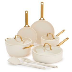 image shows GreenPan Reserve Pro 10-Piece Cookware Set | Cream against a blank, white background