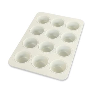 image shows USA Pan 12-Cup Ceramic Nonstick Muffin Pan | Vanilla against a blank, white background