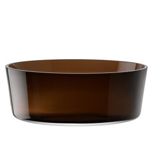image shows LSA Collective 11.75" Glass Serving Bowl | Mocha against a blank, white background