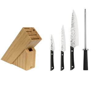  image shows Kai Pro by Shun 5-Piece Knife Block Set against a blank, white background
