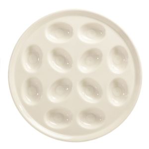 Fiesta® 11.25" Round Egg Serving Platter | Linen against a clean white background