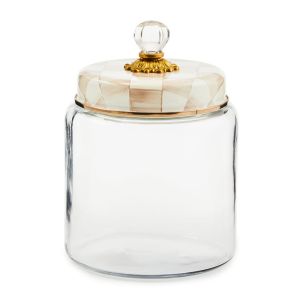 image shows MacKenzie-Childs Mocha Check 3 Qt. Large Kitchen Canister against a blank, white background
