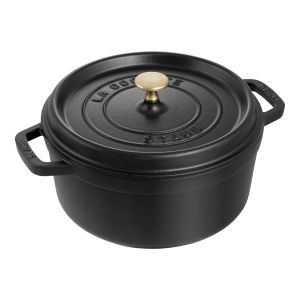 image shows Staub 7 Qt. Round Dutch Oven | Matte Black against a blank, white background