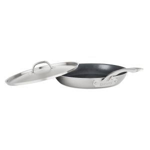 image shows Viking Professional 5-Ply Covered Eterna Nonstick 12" Fry Pan against a blank, white background