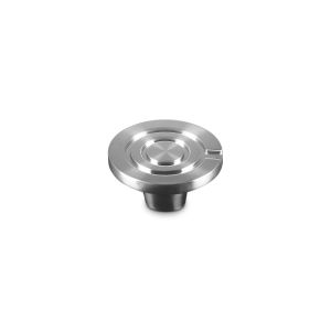Le Creuset Crucible Medium Knob (Stainless Steel) against a clean white background shot from above, angled