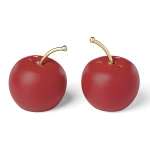 image shows Kate Spade Tutti Fruity Cherries Salt & Pepper Set against a blank, white background