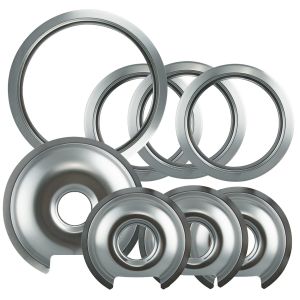 Range Kleen Drip Pan and Trim Ring Set (3 Small & 1 Large) | Chrome