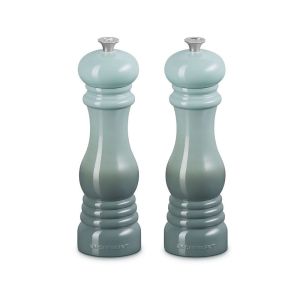 image shows Le Creuset Acrylic Classic Salt And Pepper Mill Set | Sea Salt against a blank, white background