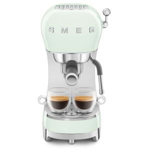 image shows SMEG 50's Retro Style Aesthetic Espresso Coffee Machine | Pastel Green  against a blank, white background