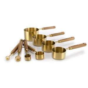 Everything Kitchens Gold Measuring Cups with Wooden Handles