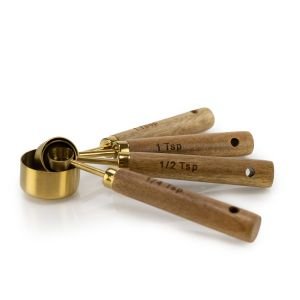 Everything Kitchens Gold Measuring Spoons with Wood Handles