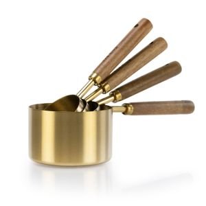 Everything Kitchens Gold Measuring Cups with Wooden Handles