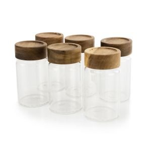Everything Kitchens Modern Essentials 8oz Spice Jars with Wood Lids | Set of 6
