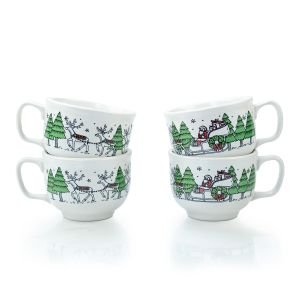 Fiesta® 18oz Jumbo Mug | Christmas Whimsy (White) Set of 4
