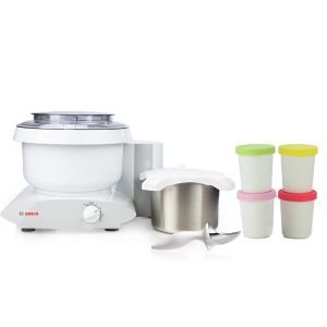 Bosch Universal Plus Mixer + Ice Cream Maker + Tovolo Tilt-Up Ice Cream Scoop & Sweet Treats Tubs Set