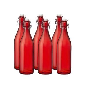 Bormioli Rocco 33.75oz Swing Top Giara Glass Bottles - Red | 6-pack