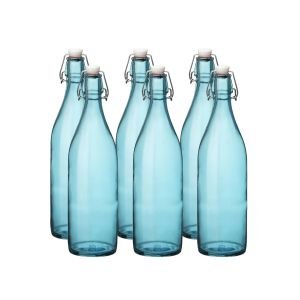 Bormioli Rocco 33.75oz Swing Top Giara Glass Bottles - Sky Blue | 6-pack