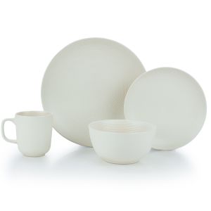 Everything Kitchens Modern Colorful Neutrals - Rippled 16-Piece Dinnerware Set - Matte | Beige
