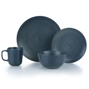 Everything Kitchens Modern Colorful Neutrals - Rippled 16-Piece Dinnerware Set - Matte | Charcoal
