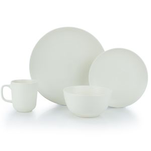 Everything Kitchens Modern Colorful Neutrals - Rippled 16-Piece Dinnerware Set - Matte | Ivory
