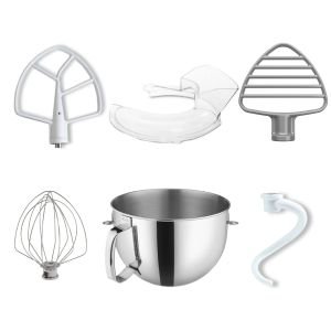 KitchenAid 6-Quart Stainless Steel Bowl + Coated Pastry Beater Accessory Pack + Pouring Shield | Fits 6-Quart KitchenAid Bowl-Lift Stand Mixers
