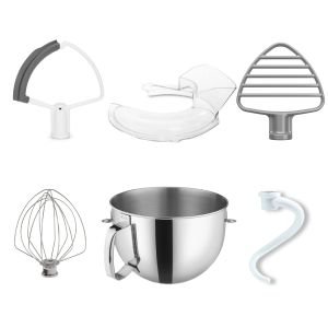KitchenAid 6-Quart Stainless Steel Bowl + Coated Pastry Beater Accessory Pack + Pouring Shield | Fits 6-Quart KitchenAid Bow- Lift Stand Mixers

