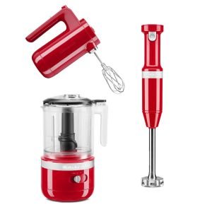 KitchenAid Passion Red Cordless Small Appliances Set | Hand Mixer, Hand Blender & Food Chopper