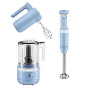 KitchenAid Blue Velvet Cordless Small Appliances Set | Hand Mixer, Hand Blender & Food Chopper