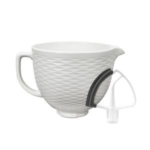 KitchenAid 5-Quart White Chocolate Textured Ceramic Bowl + Flex Edge Beater | 4.5-Quart & 5-Quart KitchenAid Tilt-Head Stand Mixers