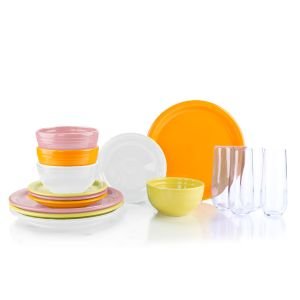 Fiesta® 16-Piece Bistro Place Setting with Glasses | Sunday Brunch