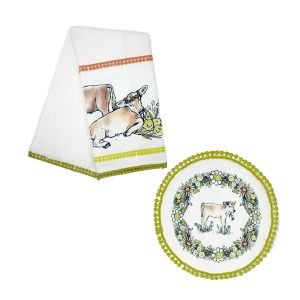 Everything Kitchens "Have a Cow" Jersey Calf Tea Towel + Pot Holder Set
