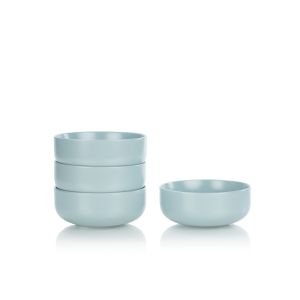 Everything Kitchens Modern Flat 24oz Bowls (Set of 4) | Dusty Blue
